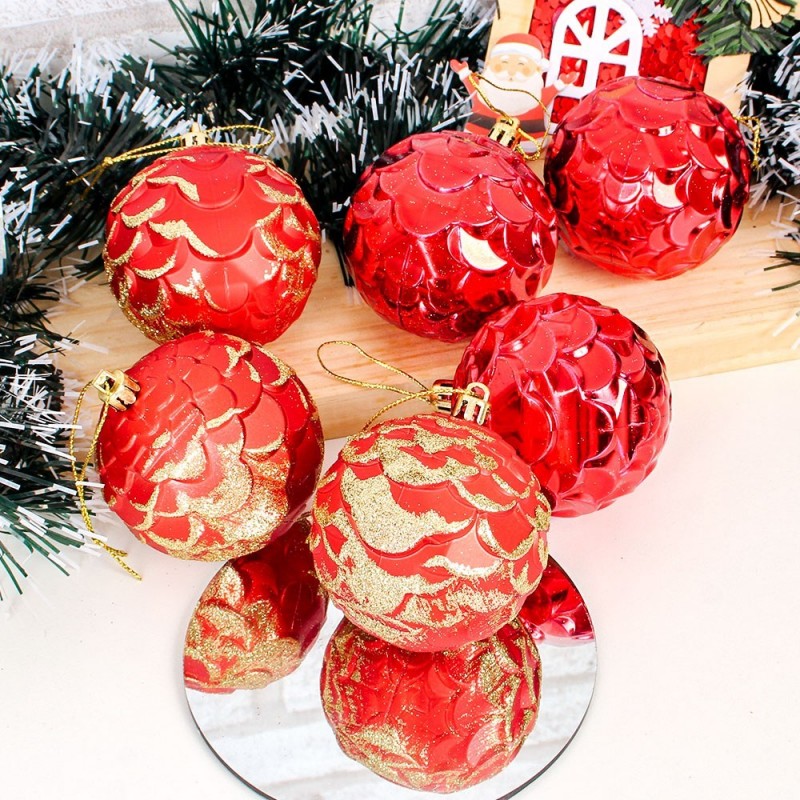 Kit 6 Bolas De Natal Escamadas C/ Glitter 7 Cm