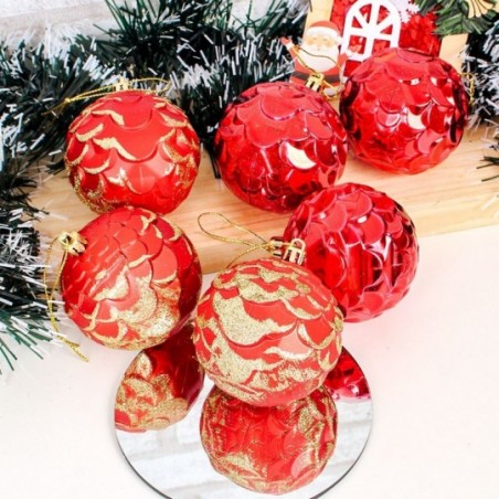Kit 6 Bolas De Natal Escamadas C/ Glitter 7 Cm