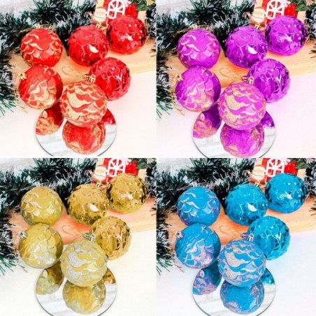 Kit 6 Bolas De Natal Escamadas C/ Glitter 7 Cm