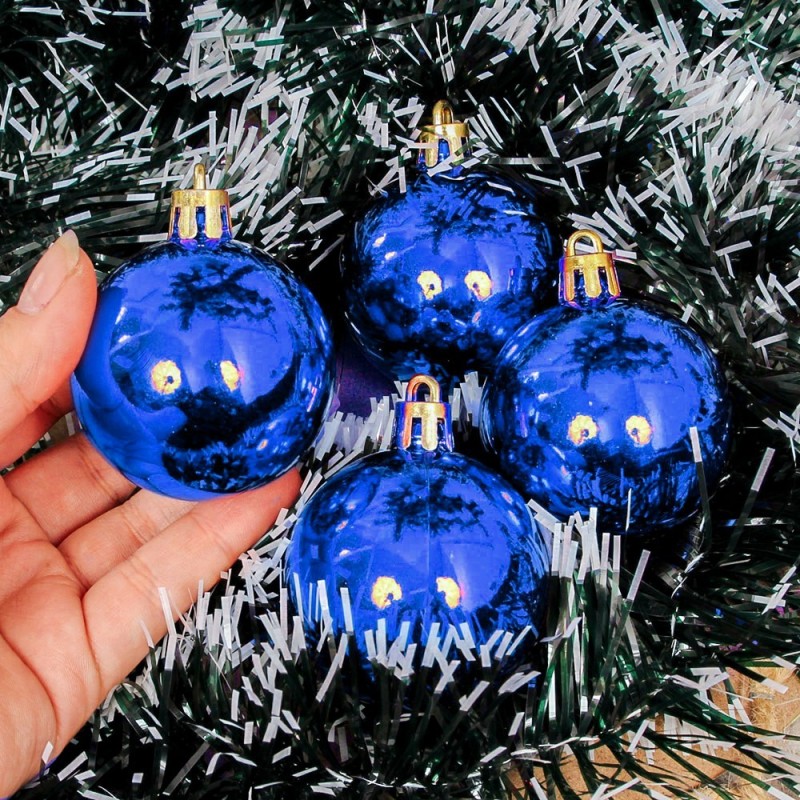Kit 4 Bolas De Natal Pendurar Colorida Lisa Com 7 Cm Atacado