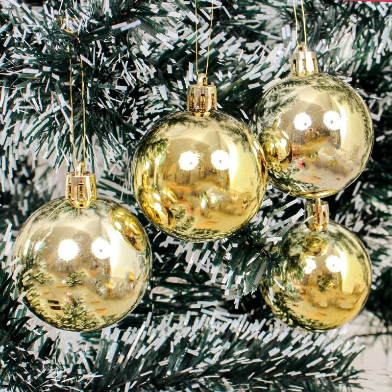 Kit 4 Bolas De Natal Pendurar Colorida Lisa Com 7 Cm Atacado