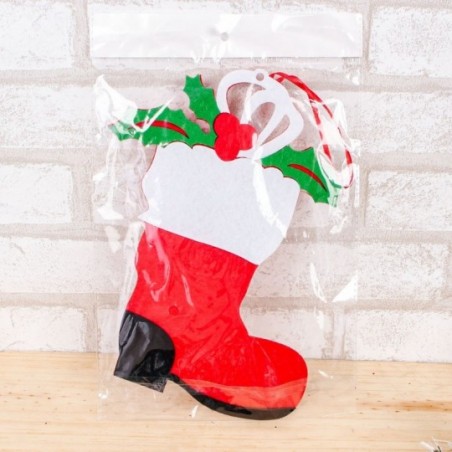 Enfeite De Pendurar Natalino Bota Papai Noel 23 Cm
