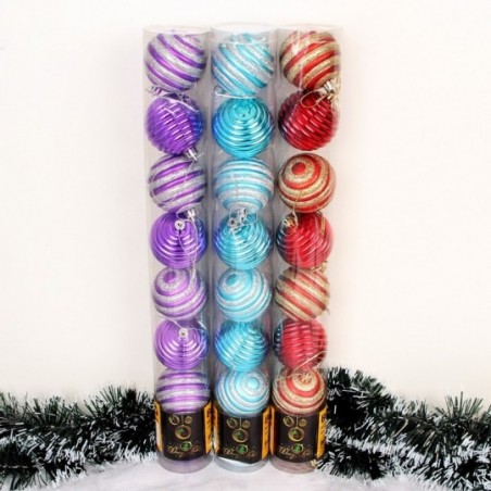 Kit 8 Bolas De Natal Texturizada Colorido 8 Cm