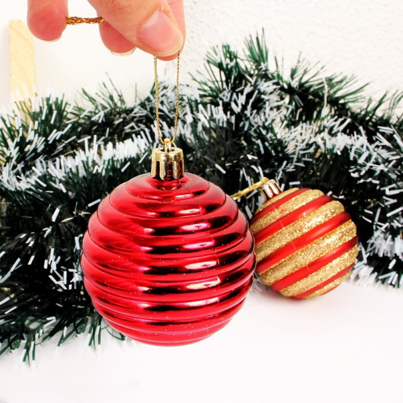 Kit 8 Bolas De Natal Texturizada Colorido 8 Cm