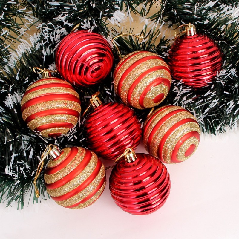Kit 8 Bolas De Natal Texturizada Colorido 8 Cm