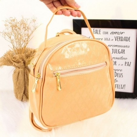 Bolsa Mochila Feminina Casual Alça Mão Em Verniz