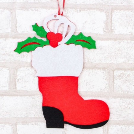 Enfeite De Pendurar Natalino Bota Papai Noel 23 Cm