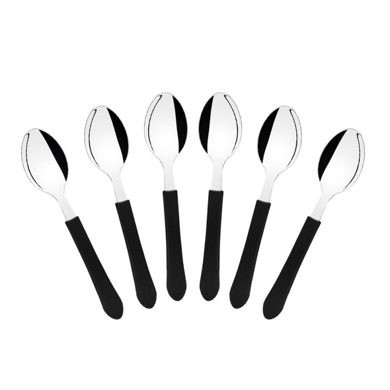 Conjunto Colher De Café Preta 6 Peças Taumer
