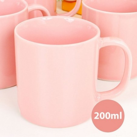 Kit 6 Canecas Porcelana Reta Lisa Rosa 200Ml Atacado