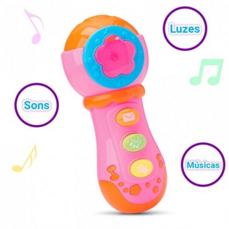 Microfone Baby Musical Infantil C/ Luzes Música Sons