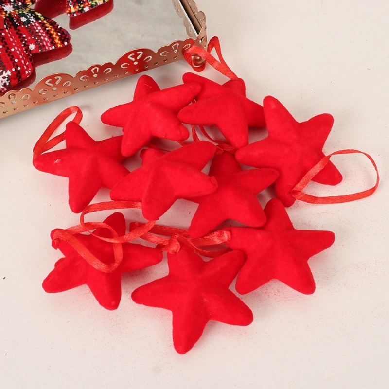 Kit Enfeite De Pendurar Estrelas Camurça C/ 8 Peças 5 Cm