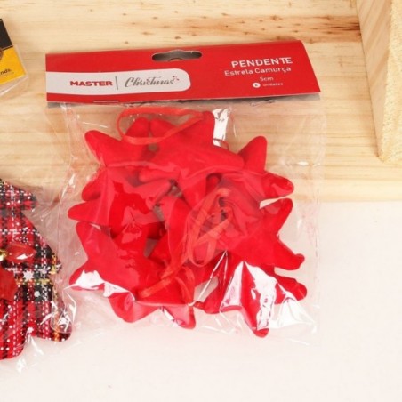 Kit Enfeite De Pendurar Estrelas Camurça C/ 8 Peças 5 Cm