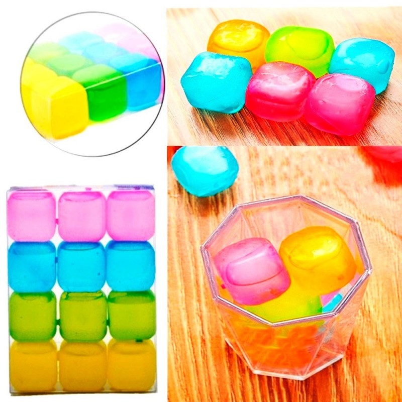 Kit Com 10 Cubos De Gelo Artificiais Quadrado Plástico