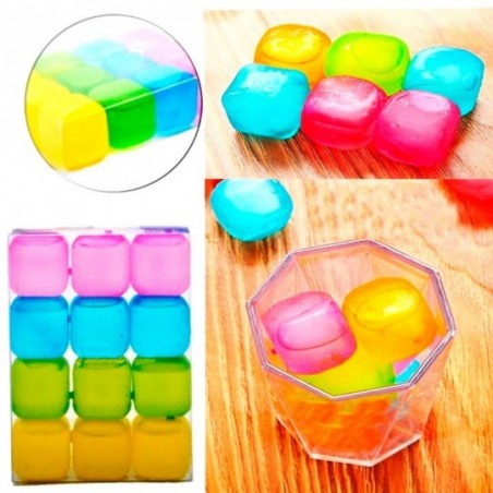 Kit Com 10 Cubos De Gelo Artificiais Quadrado Plástico
