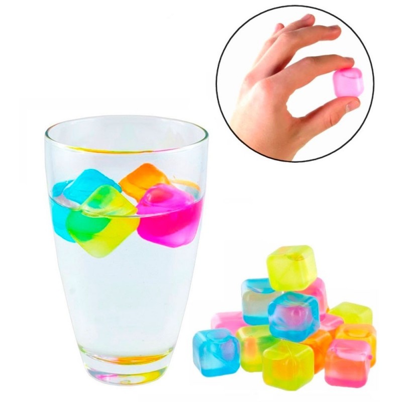 Kit Com 10 Cubos De Gelo Artificiais Quadrado Plástico
