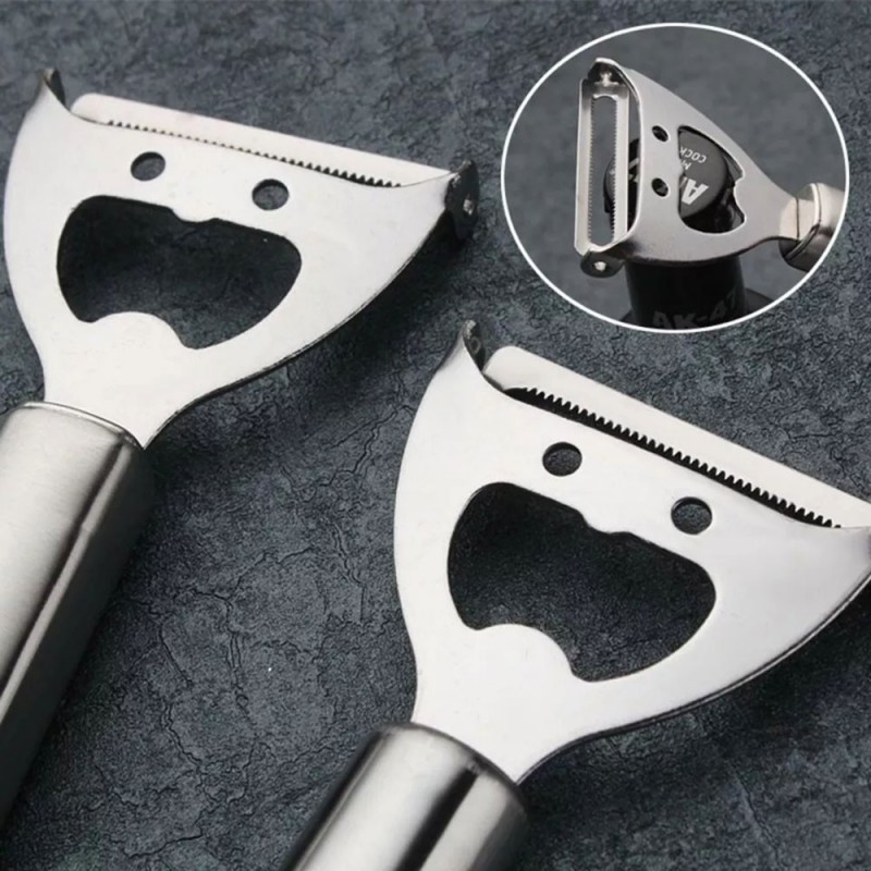 Descascador Fatiador De Alimentos E Abridor Garrafas Aço Inox