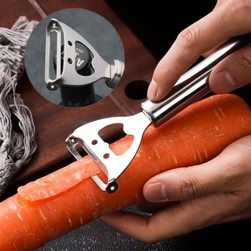 Descascador Fatiador De Alimentos E Abridor Garrafas Aço Inox