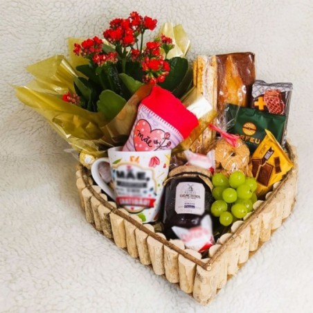 Bandeja De Madeira Coração Cestas Café Presente Baixa Artesanal M