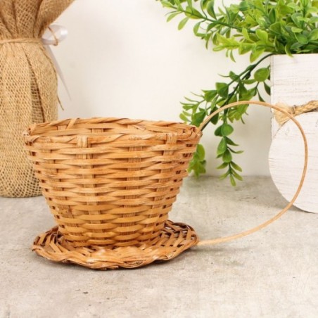 Cesta Mini Xícara Bambu Decoração Cestas Café Presente
