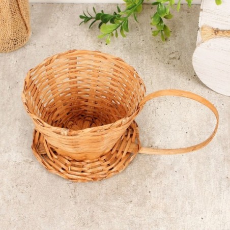 Cesta Mini Xícara Bambu Decoração Cestas Café Presente