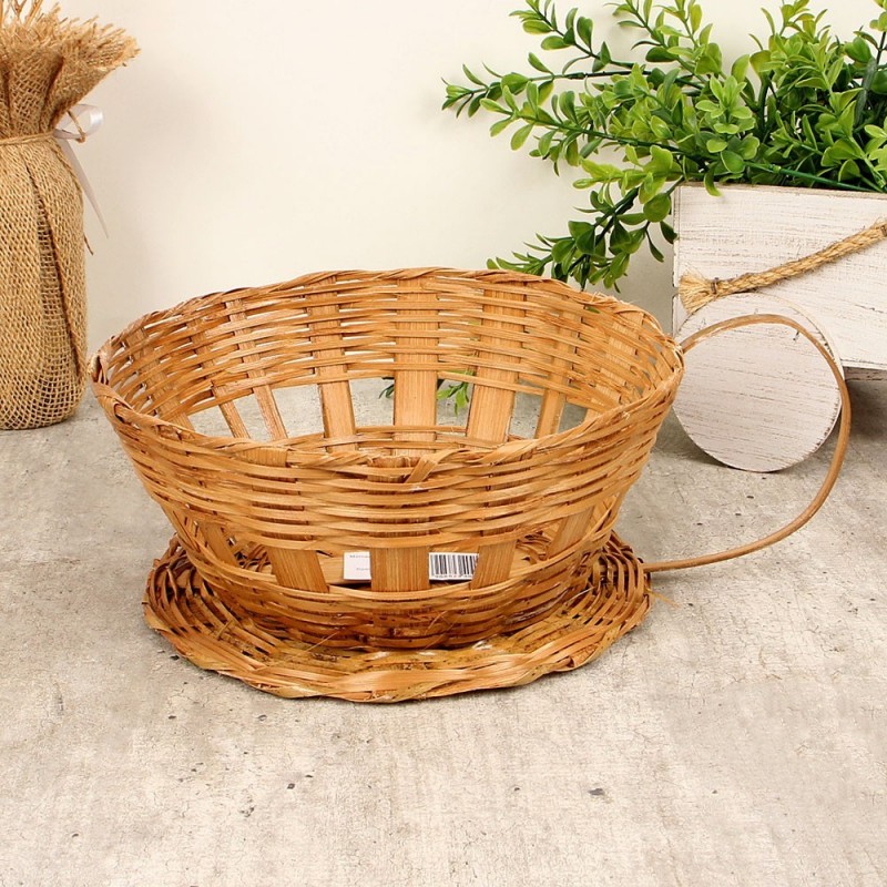 Cesta Xícara Pequena Bambu Decoração Cestas Café Presente