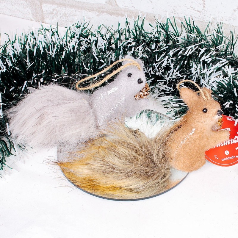 Enfeite Decorativo De Natal Pendurar Esquilo 8 Cm