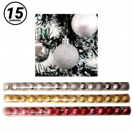 Kit 15 Bolas De Natal Lisa Fosca Glitter Prata 4 Cm