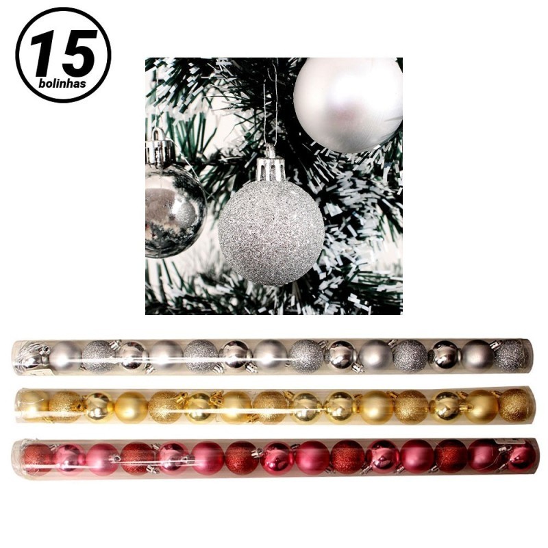 Kit 15 Bolas De Natal Lisa Fosca Glitter Rose Gold 4 Cm