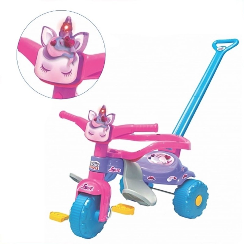 Triciclo Passeio Infantil Meninas Tico Tico Unicórnio C/ Luz