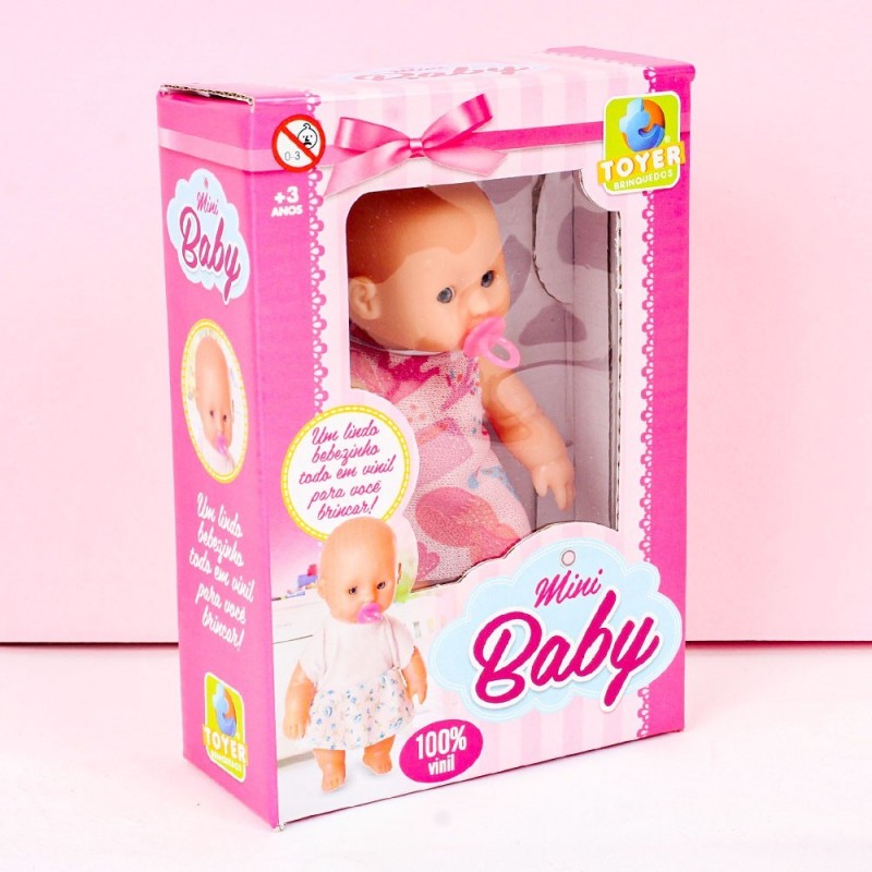 Boneca Infantil Com Chupeta Mini Baby 11 Cm