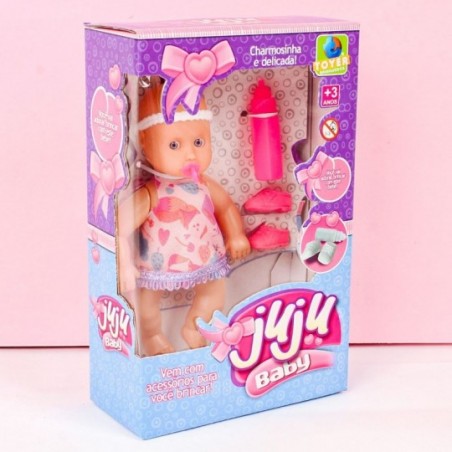 Boneca Infantil Com 3 Acessórios Juju Baby 14 Cm