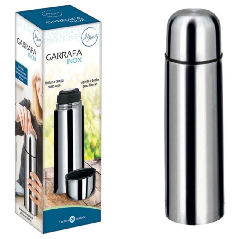 Garrafa Viagem De Aço Inox Tampa Fast Click 400Ml