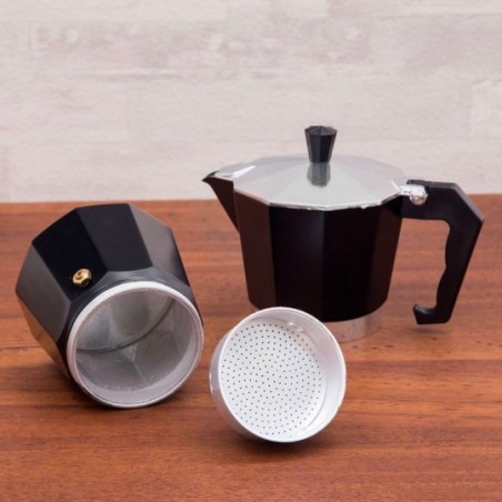 Cafeteira Italiana Preta 3 Xícaras 150Ml 15,5 Cm 