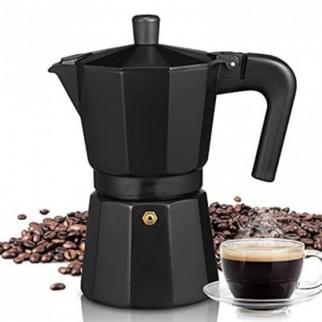 Cafeteira Italiana Preta 3 Xícaras 150Ml 15,5 Cm 