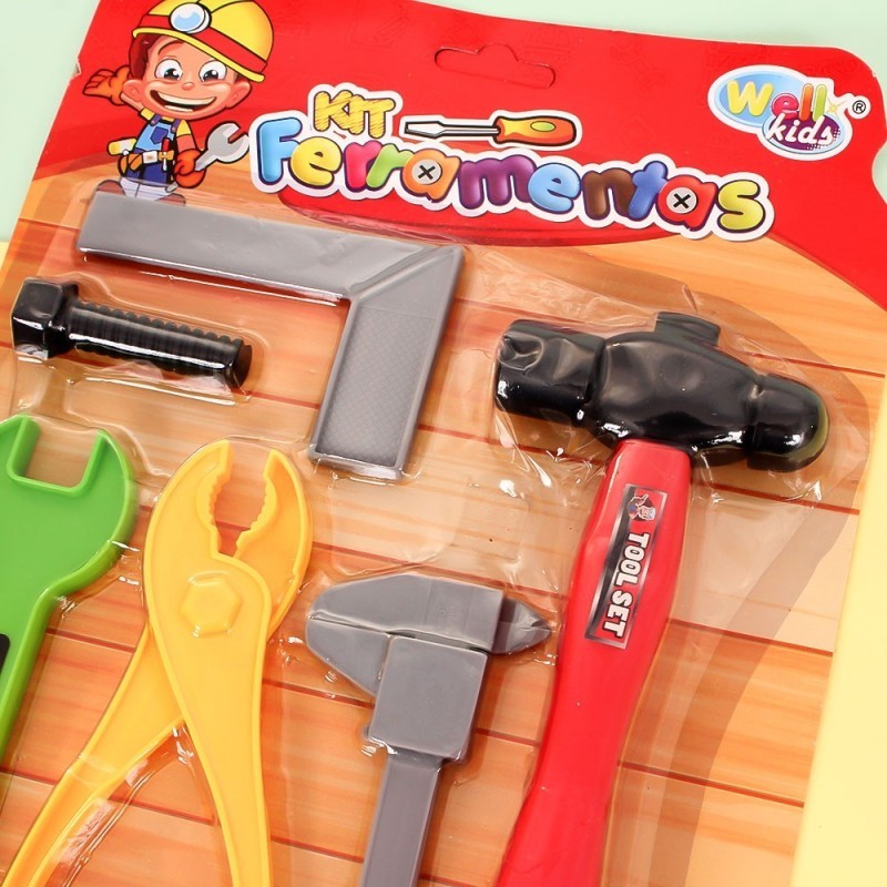 Kit De Ferramentas Com 7 Peças Brinquedo Infantil Wellkids