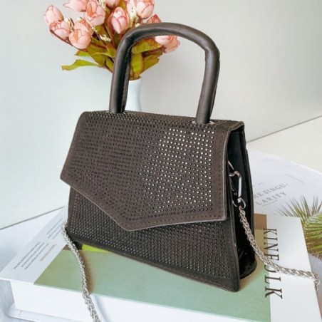 Bolsa Luxo Feminina De Mão Strass C/ Correntes