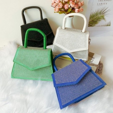 Bolsa Luxo Feminina De Mão Strass C/ Correntes