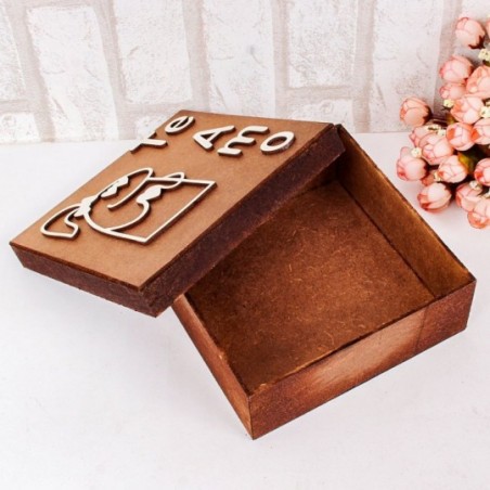 Caixa Presente Especial Namorados Te amo Madeira Bento Flork