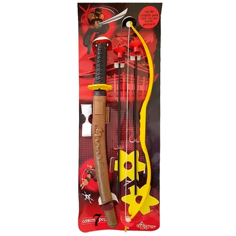 Kit Arco E Flecha Super Ninja Brinquedo Infantil 7 Peças