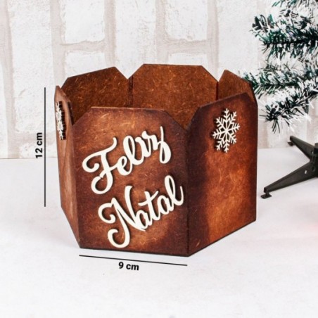 Cesta Porta Panetone De Madeira Porta 1kg P/ Presentes