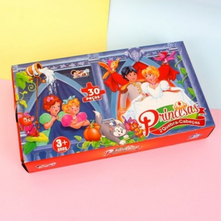 Kit 2 Jogos Quebra Cabeça Princesas Infantil C/ 30 Peças