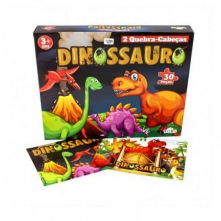 Kit 2 Jogos Quebra Cabeça Dinossauro Infantil C/ 30 Peças