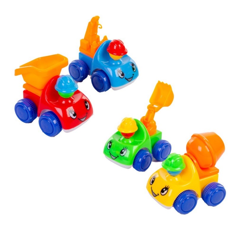 Carrinhos Caminhão Bebês Construção C/ 4 Peças Truck Cartoon