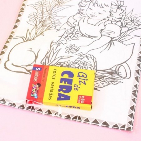Desenhos Para Colorir Variados Com Caixa De Giz Cera Infantil