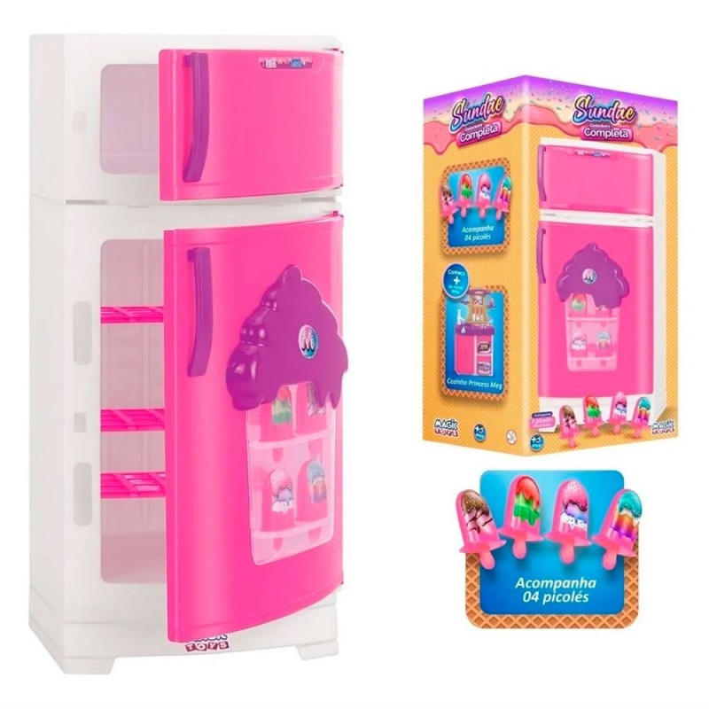 Geladeira Infantil Sundae C/ Freezer Picolé 45 Cm Magic Toys