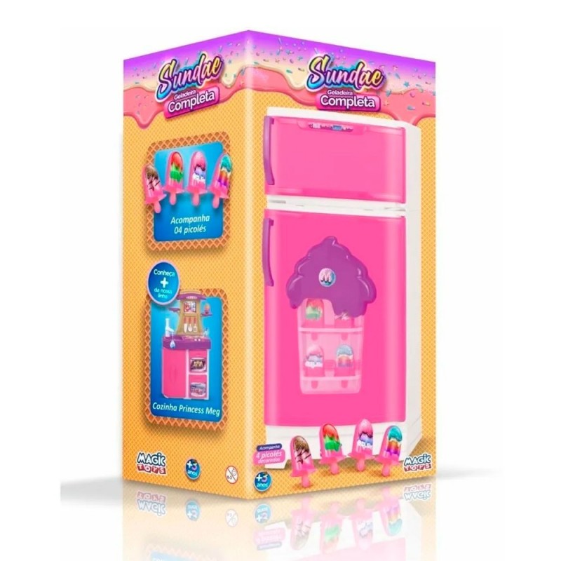 Geladeira Infantil Sundae C/ Freezer Picolé 45 Cm Magic Toys