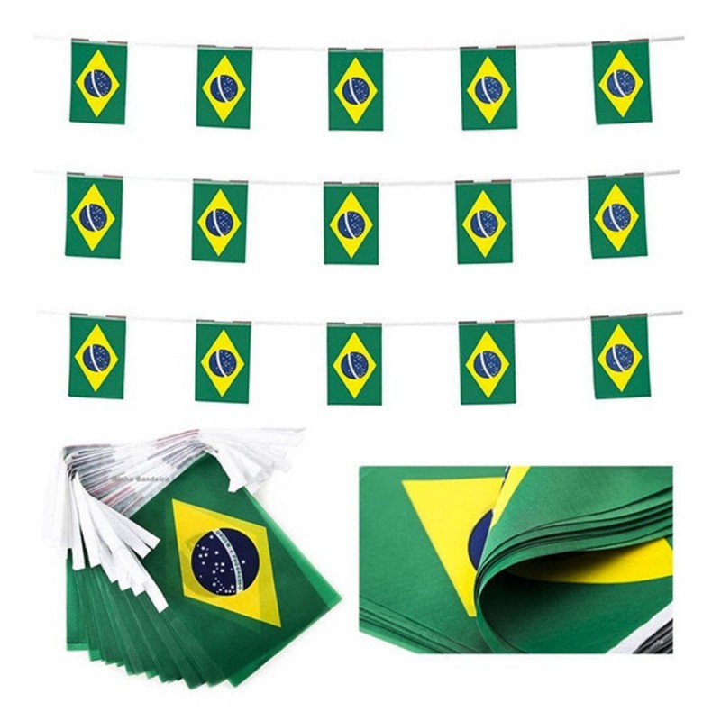 Varal De Bandeirinhas Brasil Copa Do Mundo C/ 10 Metros Plástica