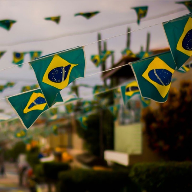 Varal De Bandeirinhas Brasil Copa Do Mundo C/ 10 Metros Plástica