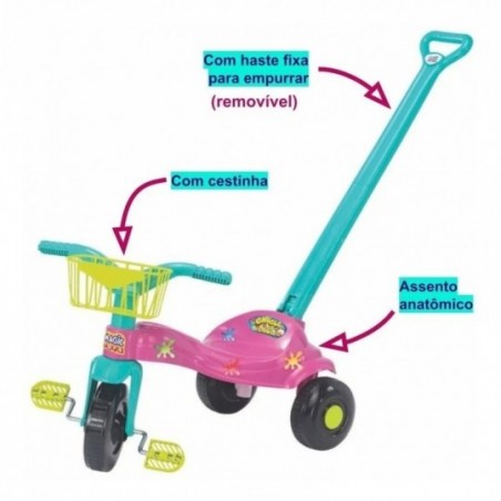 Triciclo Passeio Velotrol Infantil Tico Tico Bala C/ Alça