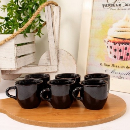 Kit 6 Xícaras Chá Café De Porcelana Lisa Preta 50Ml Atacado